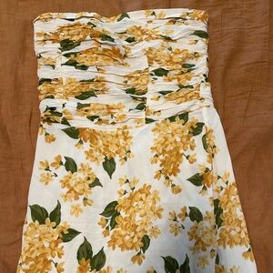 Reformation Long Strapless Floral Dress